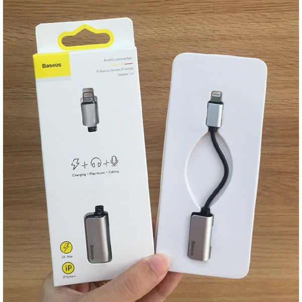 Jack Chuyển Đổi iPhone 2 in 1 Vừa Sạc Vừa Nghe Có Mic Cổng Lightning Baseus L37