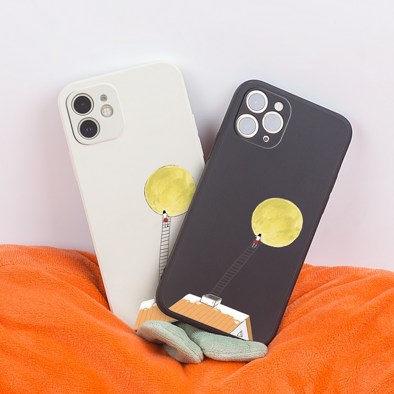 Ốp lưng iphone Ốp điện thoại Suntaiho Silicon mềm in thang và mặt trăng thích hợp cho iPhone 13 12 11 Mini Pro X XR XS Max 7/8 Plus