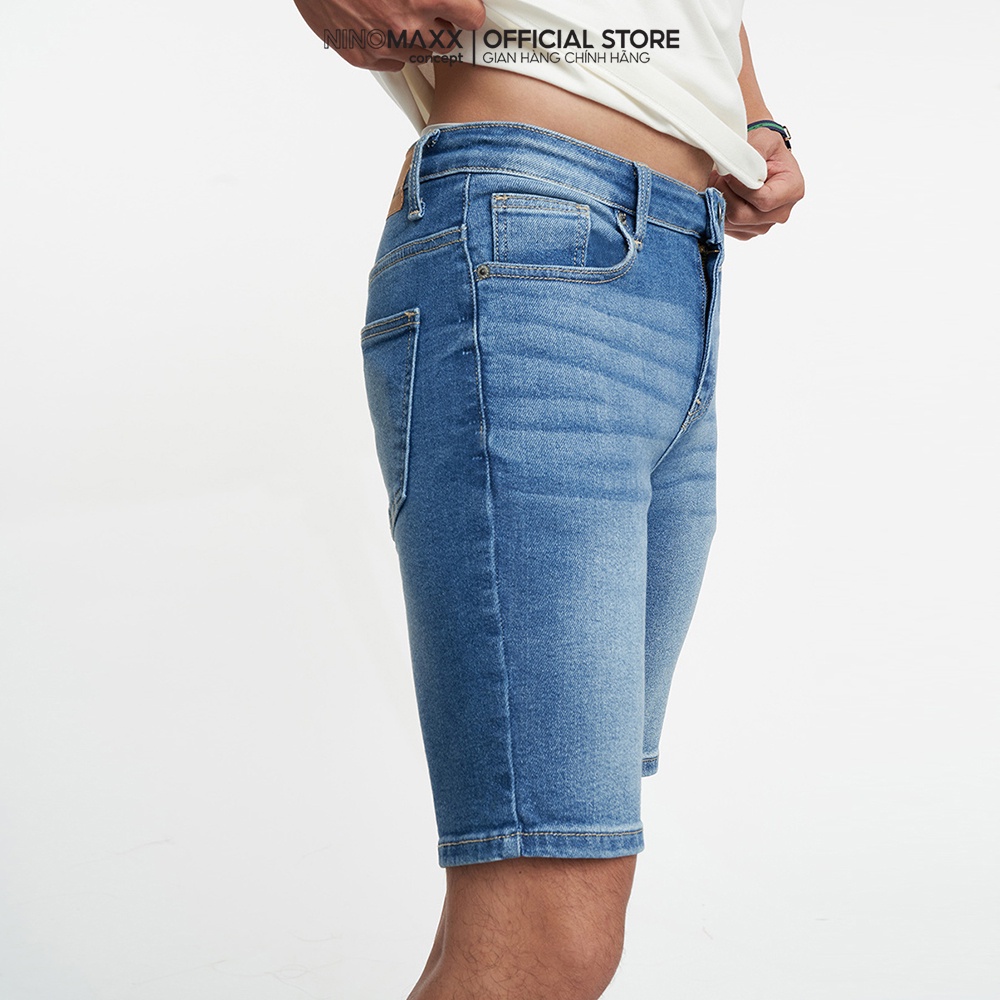 Ninomaxx Quần short Jean Nam cotton co giãn nhẹ form slim fit 2202022