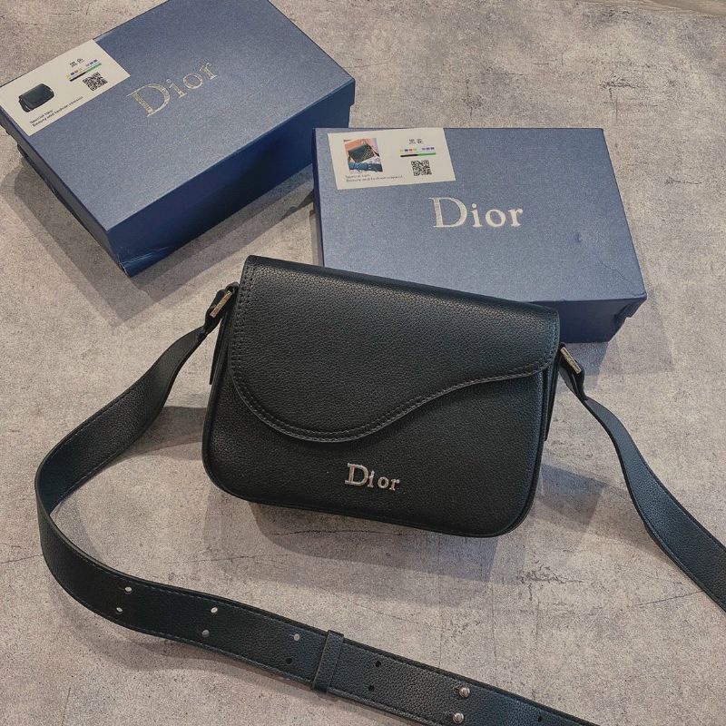 Túi chéo nam&amp;nữ D.I da trâu sz25x17 logo tem cod đầy đủ