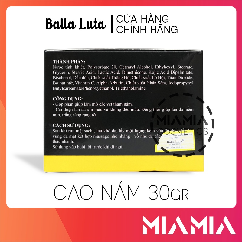 Cao Nám Balla Luta 30g chính hãng - Kem giảm thâm nám cải thiện làn da - 8936144070109