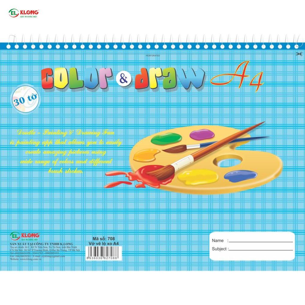Vở vẽ lò xo xé A4. 30 tờ 100/84; MS: 708