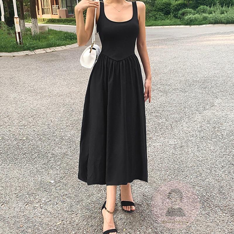 Đầm Chữ A Không Tay Cổ Chữ U Màu Sắc Thời Trang Mùa Hè Cho Nữ