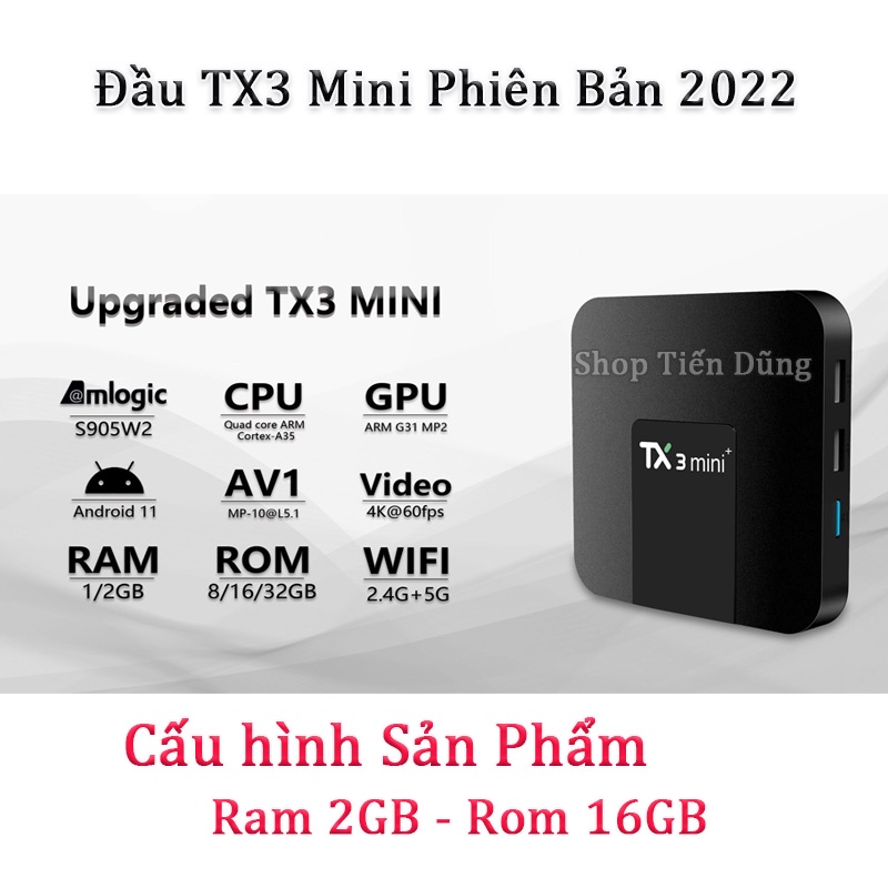 Đầu Android tv box TX3 Mini Plus Nâng Cấp Có RAM 2G + S905W2, Rom 16G, wifi 2.4gh, sủ dụng phân mền ATV 11 bản 2022