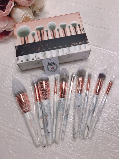 Bộ Cọ Trang Điểm BH Cosmetics Marble Luxe 10 Piece Brush Set (10 món)