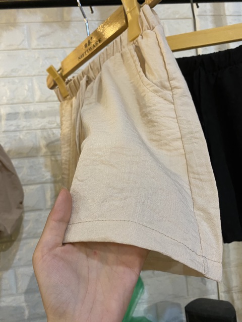 Quần sooc cạp chun chất đũi - ảnh thật | BigBuy360 - bigbuy360.vn