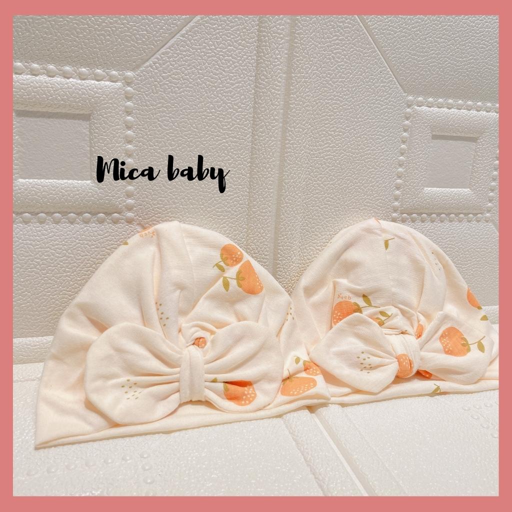Mũ turban màu be họa tiết quả cam đáng yêu cho bé Mica Baby MTB98