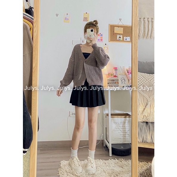 Áo cardigan len form ngắn 1 cúc (ảnh thật shop chụp kèm video)