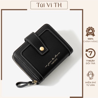 Ví Nữ Cầm Tay Mini Ví Da Cầm Tay Có Khóa Kéo Viền Chỉ Nổi Nhiều Màu Dễ Thương TH09