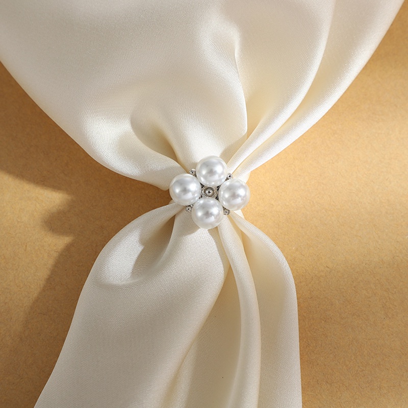 Nút cài khăn choàng bằng hợp kim đính ngọc trai nhân tạo đơn giản