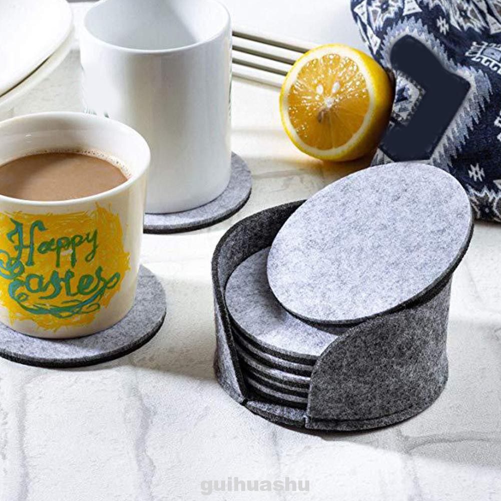 Round Home Decoration Kitchen Heat Insulation Modern With Holder Beer Coffee Tabletop Protection Felt Drink Coaster Set