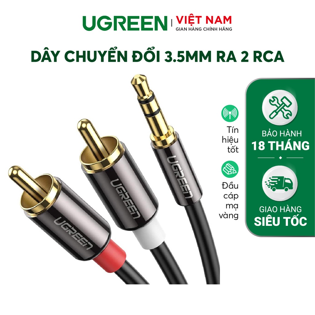 Dây chuyển đổi 3.5mm ra 2RCA (HOA SEN) dài từ 1-10m UGREEN AV102