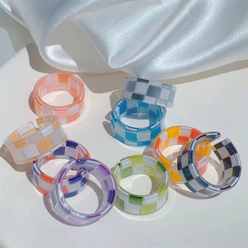 Nhẫn AY nhựa resin phối lưới thời trang dành cho nữ