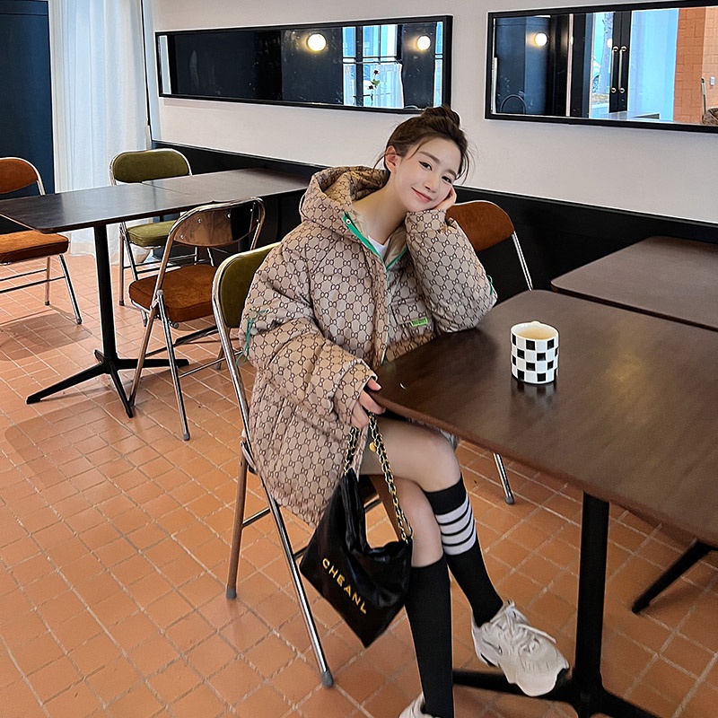 Áo Khoác Phao Cotton Dày Dáng Rộng Ngắn Có Mũ Trùm Dùng Một Lần Phong Cách Hàn Quốc Mẫu Mới 2022