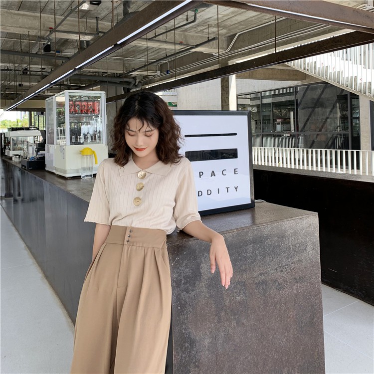 Xiaozhainv Áo thun polo tay ngắn phong cách Hàn Quốc cho nữ | BigBuy360 - bigbuy360.vn