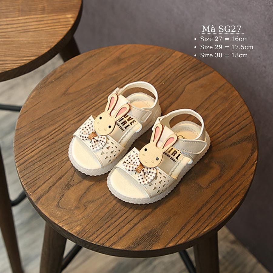 Sandal bé gái hình thỏ da mềm êm màu trắng dễ thương cho bé đi học đi biển mùa hè 4, 5 tuổi thời trang trẻ em NHÍM SG27