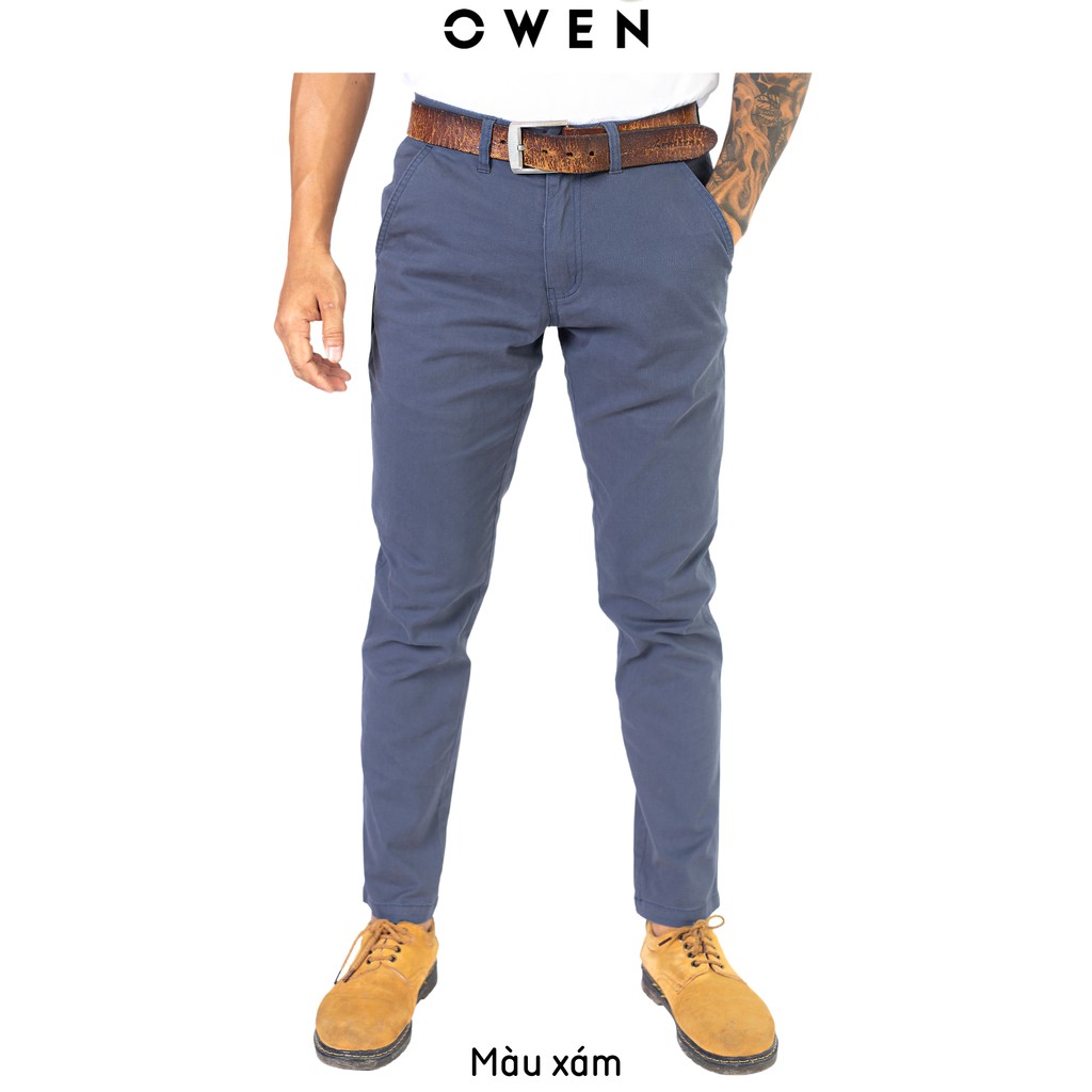 Quần kaki OWEN chuẩn hãng màu xám, chất vải cotton cao cấp, co giãn, dáng suông trẻ trung, năng động, lịch sự