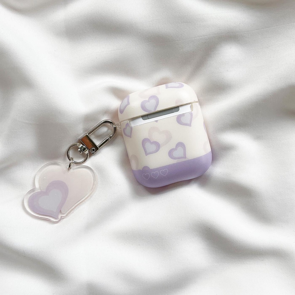Vỏ Bảo Vệ Hộp Sạc Tai Nghe AirPods 1 2 pro 3 2021 gen3 Bluetooth Không Dây Chất Liệu Silicon Tpu Mềm Trái Tim Tím Hồng Phối Mặt Móc