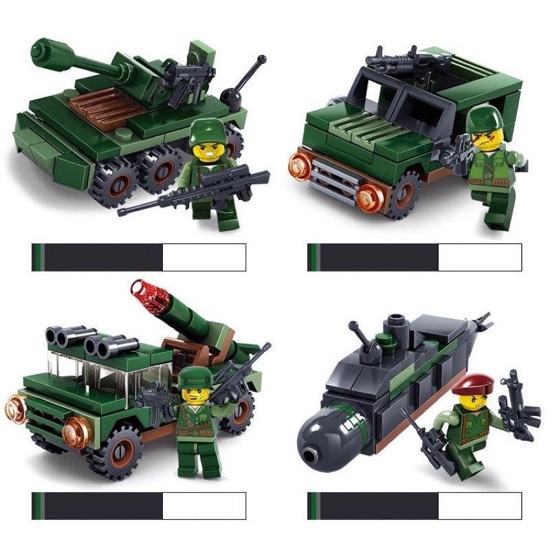 [333 CT] Bộ xếp hình Legoo xe tăng , lắp ráp xe jeep , lắp hình trực thăng - biệt đội swat xanh