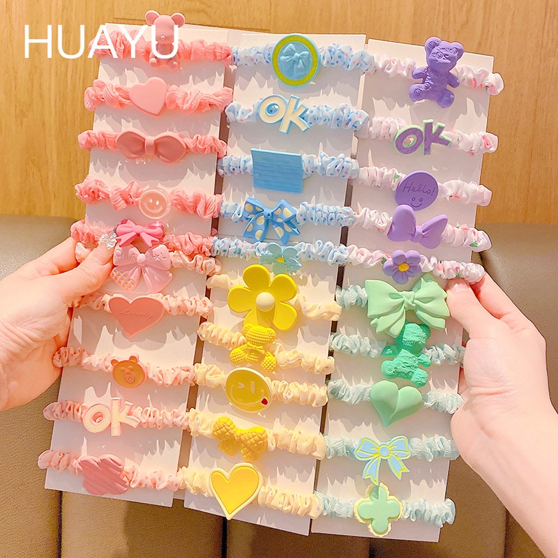 Bộ 5 Dây Cột Tóc Nhiều Màu Sắc Phong Cách Hàn Quốc Thời Trang Cho Bé Gái