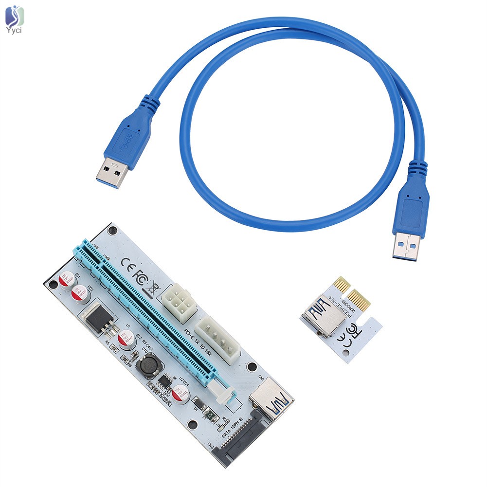 Set 1/6/12 cáp đồ họa mở rộng mạch PCI-E Riser VER 008S Express 1X sang 16X USB 3.0