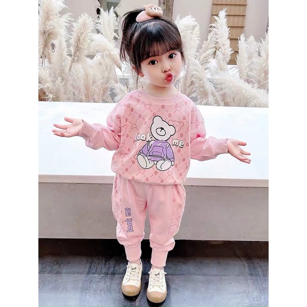 Bộ thu đông bé gái chất nỉ da cá loại 1 sz 8-18kg