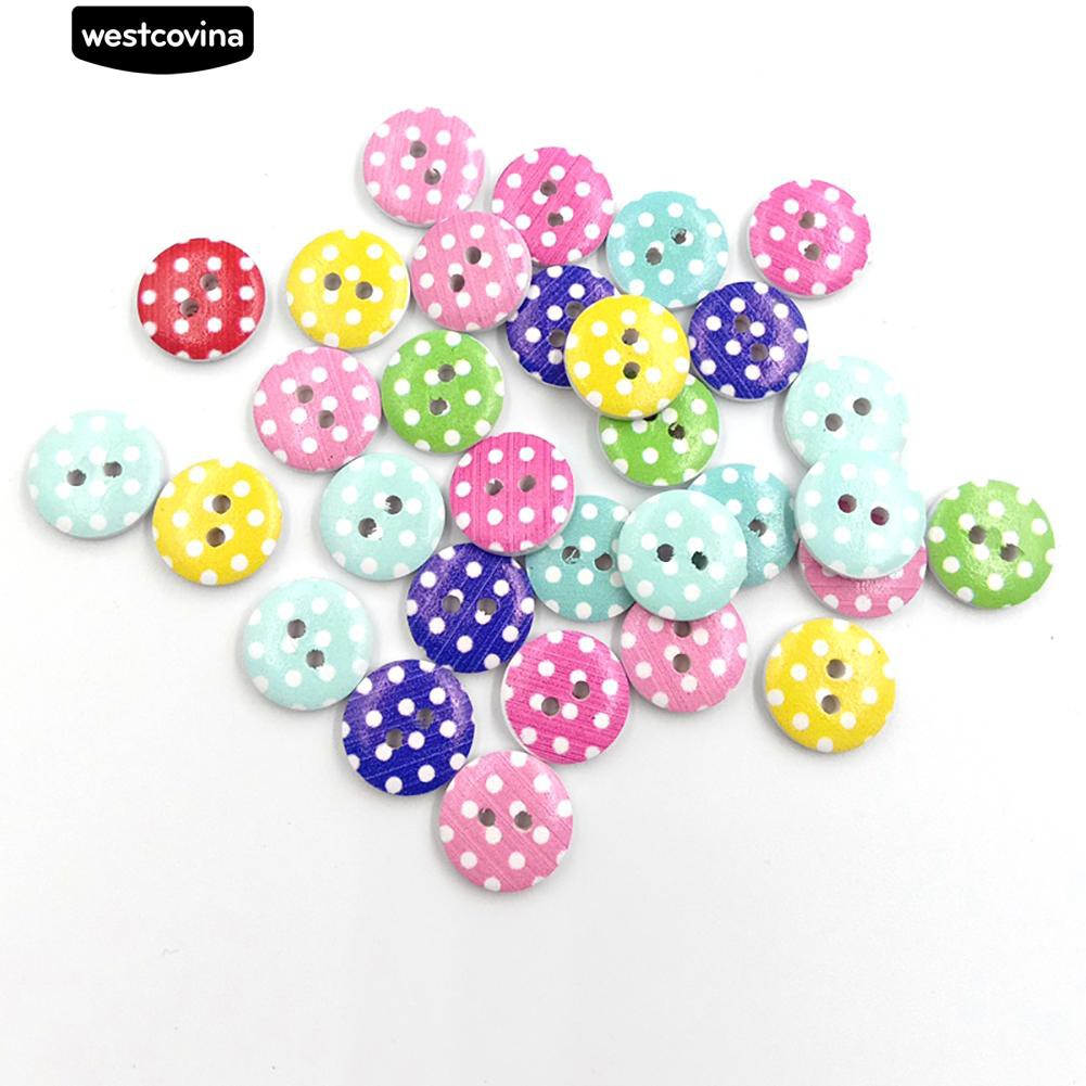 Set 90 nút 2 lỗ hình tròn chấm bi dễ thương tự làm may vá thủ công