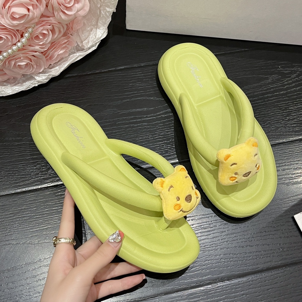 Dép Xỏ Ngón Đế Mềm Họa Tiết Hoạt Hình Phong Cách Hàn Quốc Cho Nữ