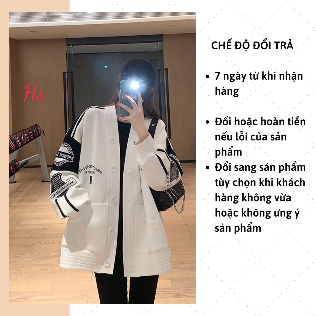 Áo khoác nỉ form rộng áo khoác cardigan nữ logo BRCON HANY CLOTHINGS G044 màu trắng/xám/đen | BigBuy360 - bigbuy360.vn