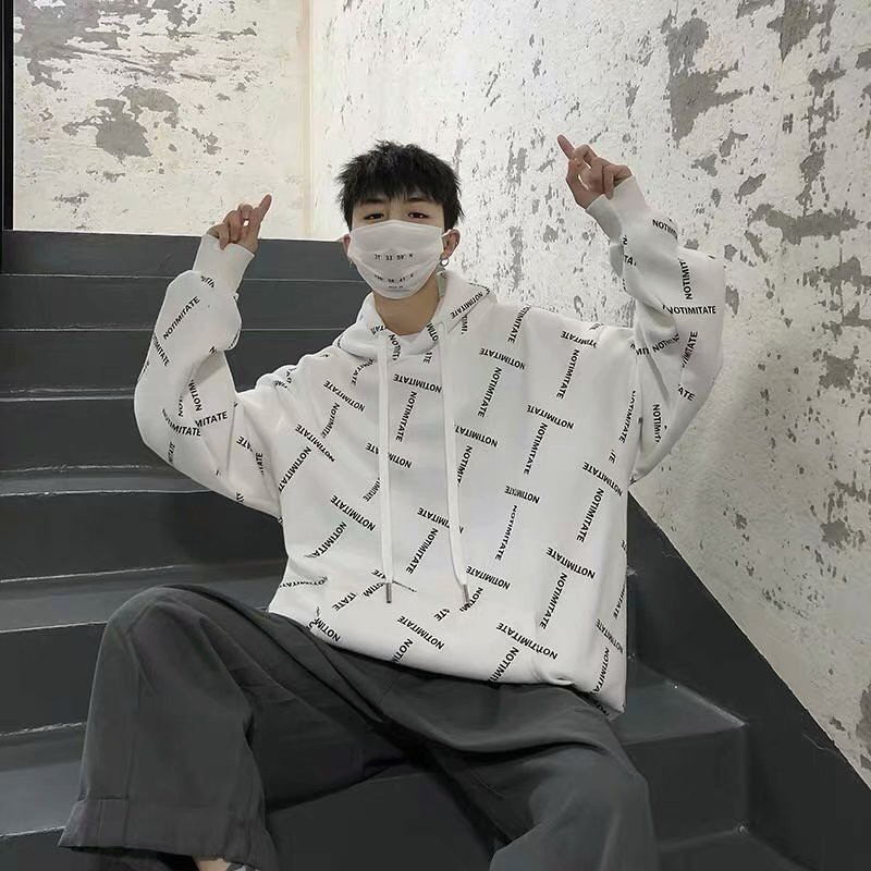 Áo hoodie chất nhung dáng rộng họa tiết in hình phong cách Hip hop thời trang thu đông cá tính cho nam cỡ lớn M-3XL | BigBuy360 - bigbuy360.vn