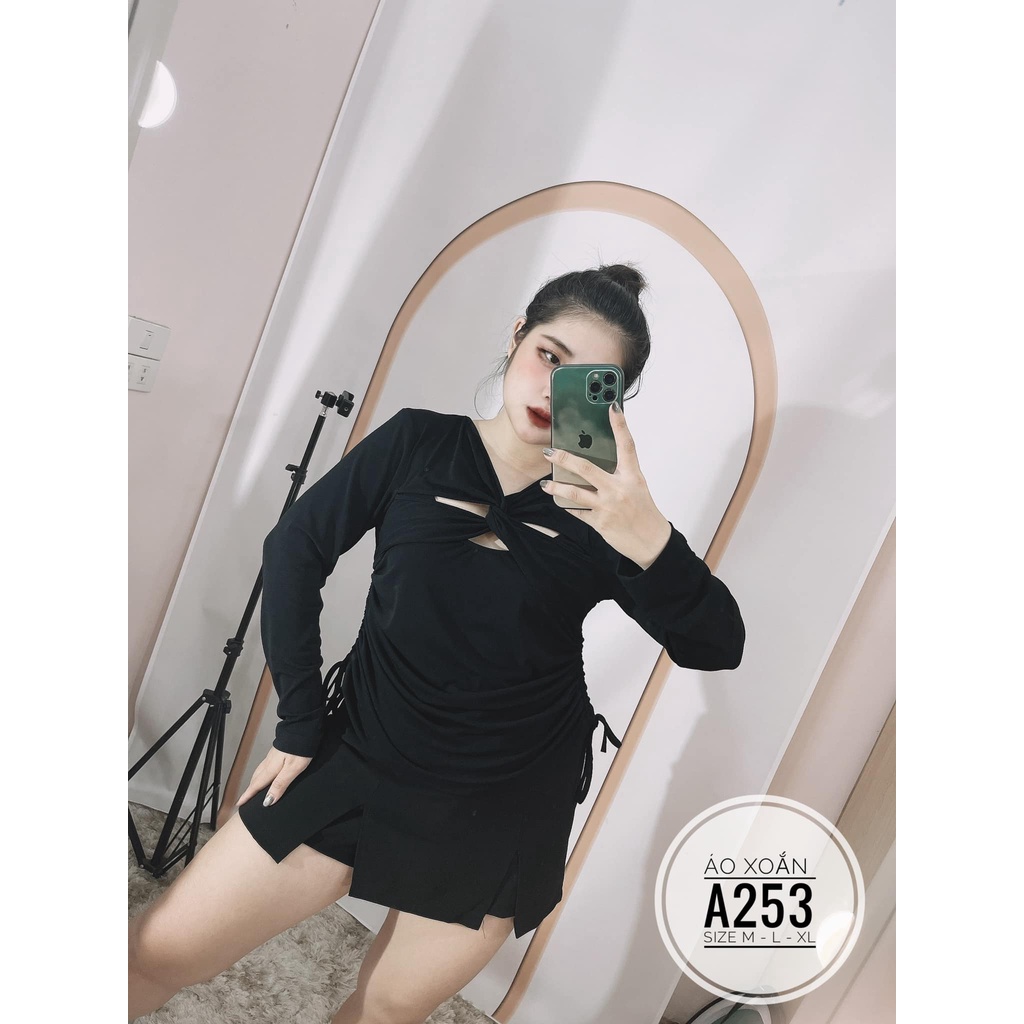 (60-90KG) Áo xoắn A253 Chất liệu: vải thun&lt;br&gt;Màu sắc: đen