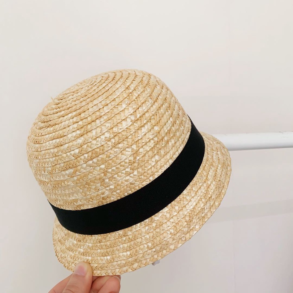 Mũ cói cho bé trai bé gái có dây buộc phù hợp cho bé từ 1-3 tuổi