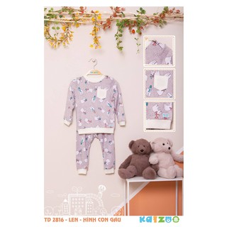 Bộ Sơ Sinh - Trẻ Em Kaizoo Tay Dài Cài Vai Bo Tay Hình Con Gấu Len TD2816