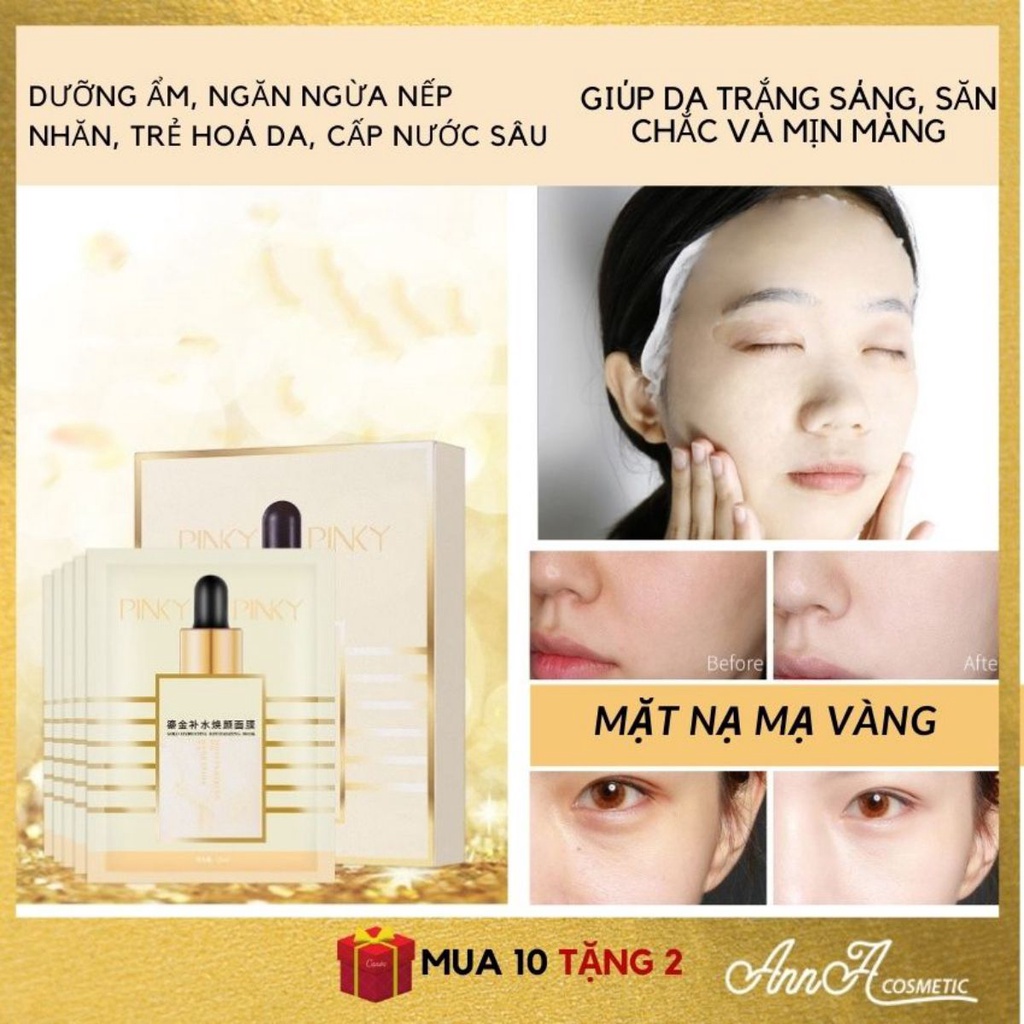 Mặt Nạ Giấy Mặt Nạ Dưỡng Da Nội Địa trung Mạ Vàng Cao Cấp Trẻ Hóa Tái Tạo Da Dưỡng Ẩm PinkyPinky