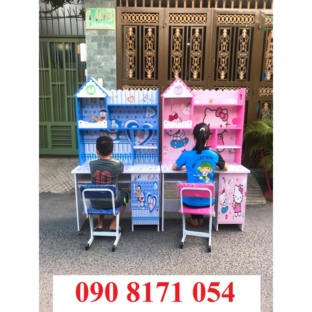 Bàn học sinh kitty cho bé gái, bàn học sinh doremon cho bé trai, kích thước 80 cm và 1m | BigBuy360 - bigbuy360.vn