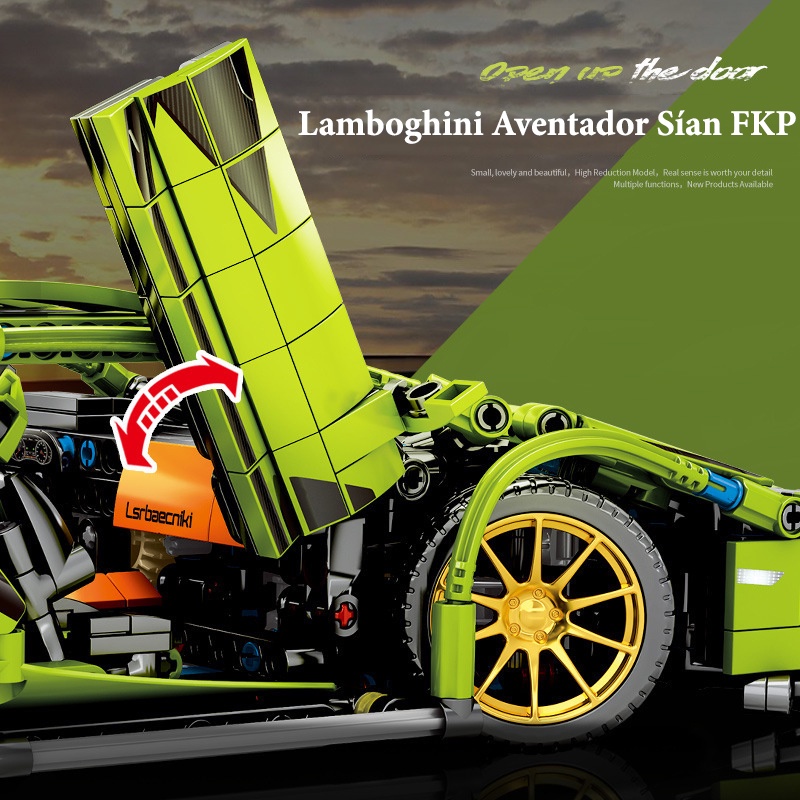 Đồ Chơi Lắp Ráp Kiểu LEGO Mô Hình Siêu Xe Lamborghini Aventador Sían FKP Green Sy8600 Với 1254 Chi Tiết