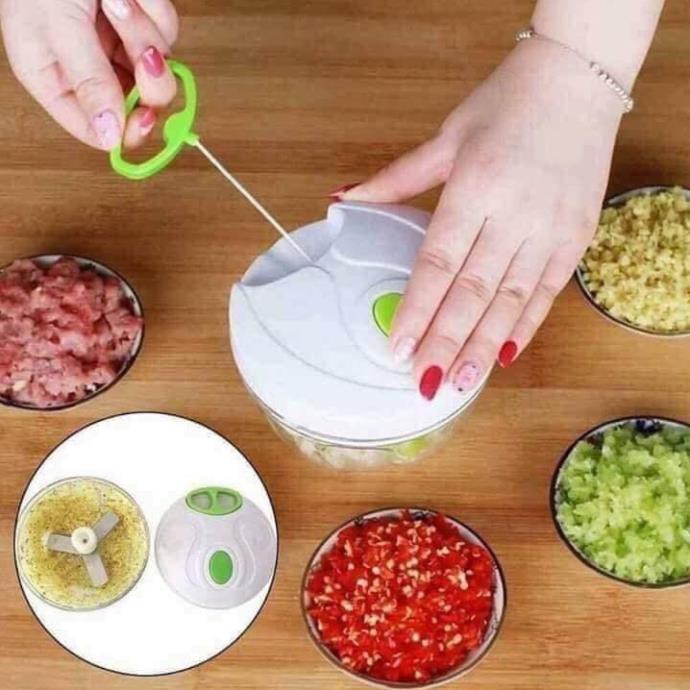 Máy xay tỏi ớt mini cầm tay kéo dây đa năng.