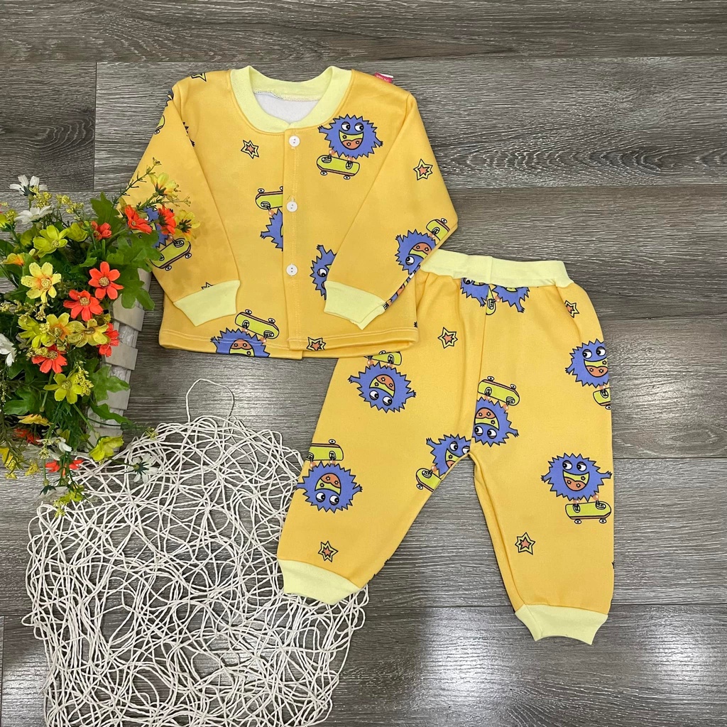 Bộ nỉ lót lông họa tiết cúc giữa cho bé
