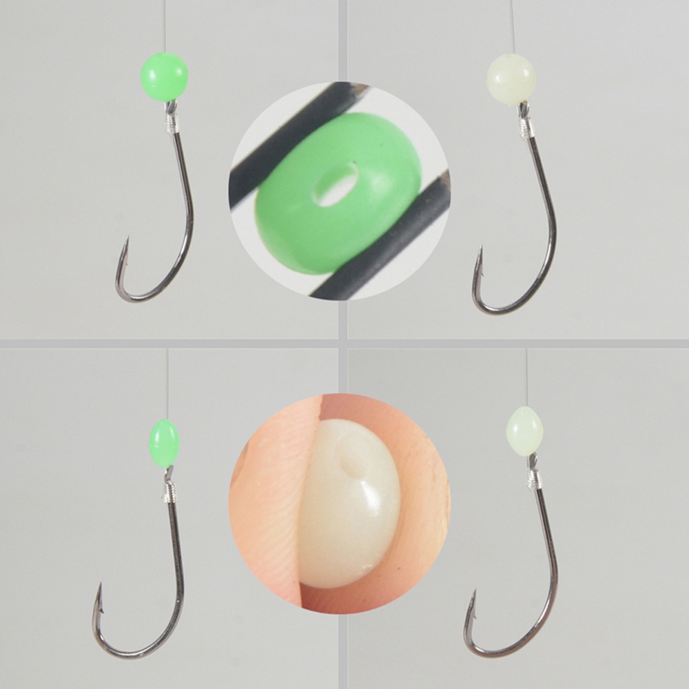 200 Hạt Cao Su Mềm Dạ Quang Bắt Cá 4-12mm