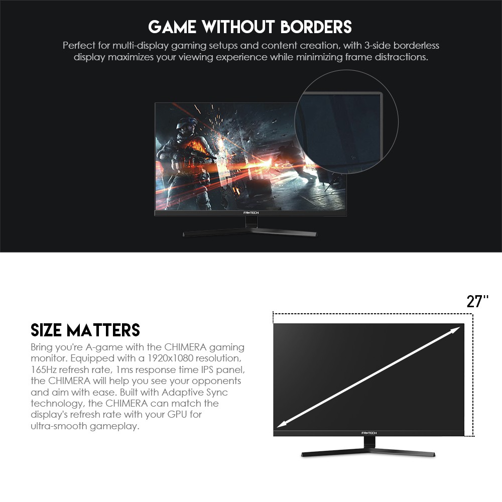 Màn Hình Gaming Fantech GM271SF CHIMERA 27'' FHD Tấm Nền IPS Tần Số Quét 165Hz FreeSync 1ms - Hãng Phân Phối Chính Thức | BigBuy360 - bigbuy360.vn