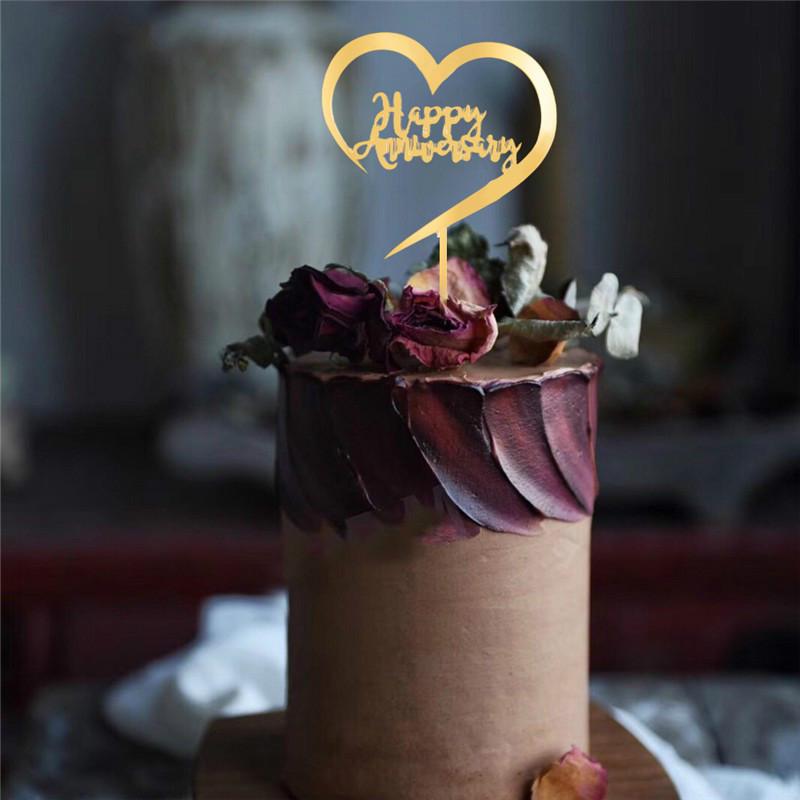Phụ kiện trang trí bánh kem hình chữ Happy Anniversary bằng acrylic