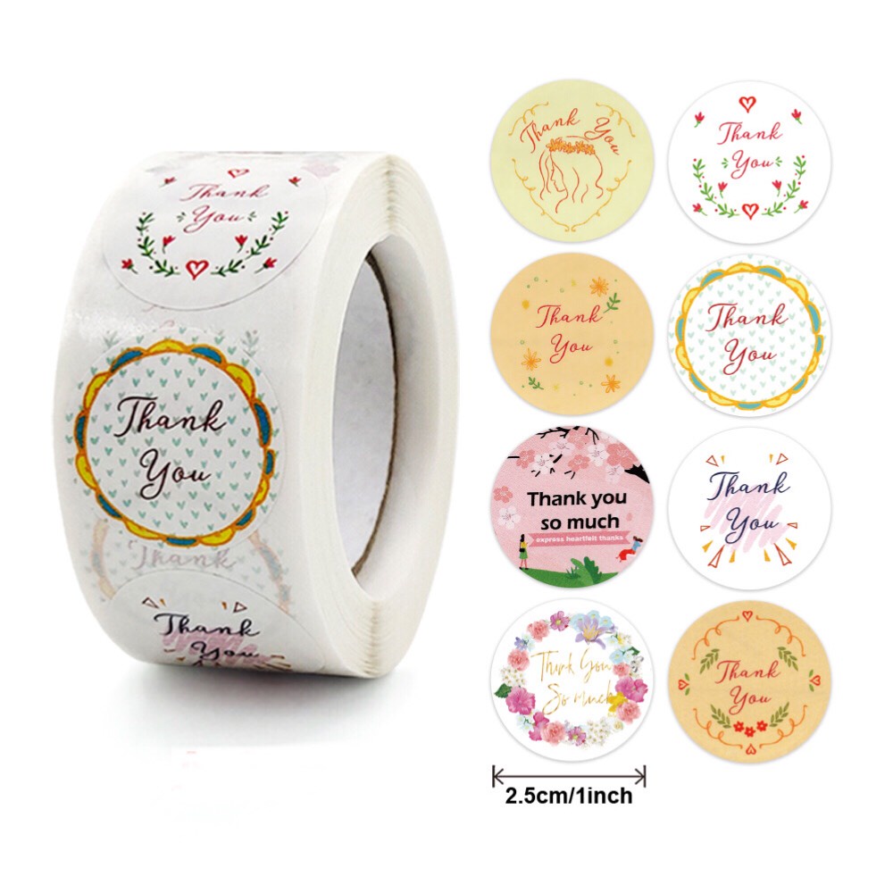 500 Sticker nhãn dán decal sticker kraft dễ thương THANK YOU/ Giáng Sinh/ Birthday