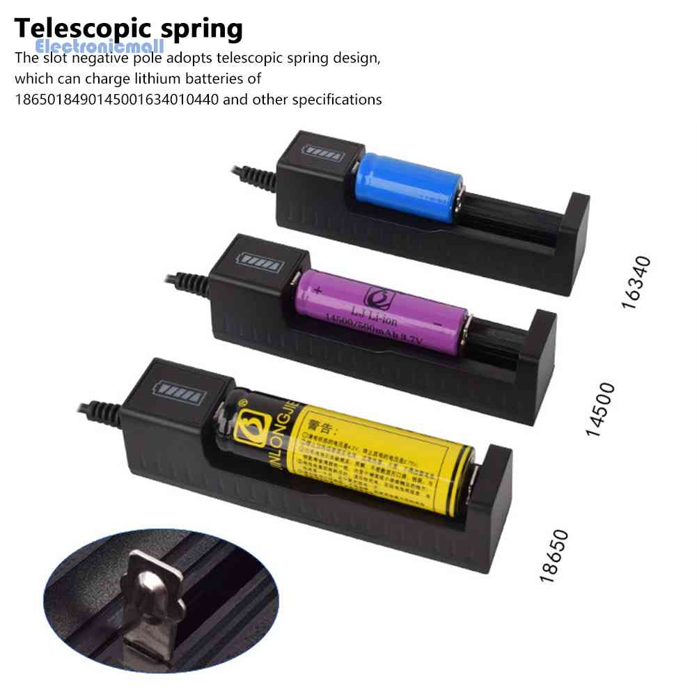 1 Đồ Sạc Pin Lithium 1 Khe Cắm Cho Pin 16340 14500 18650 26650 3.7V #Gib