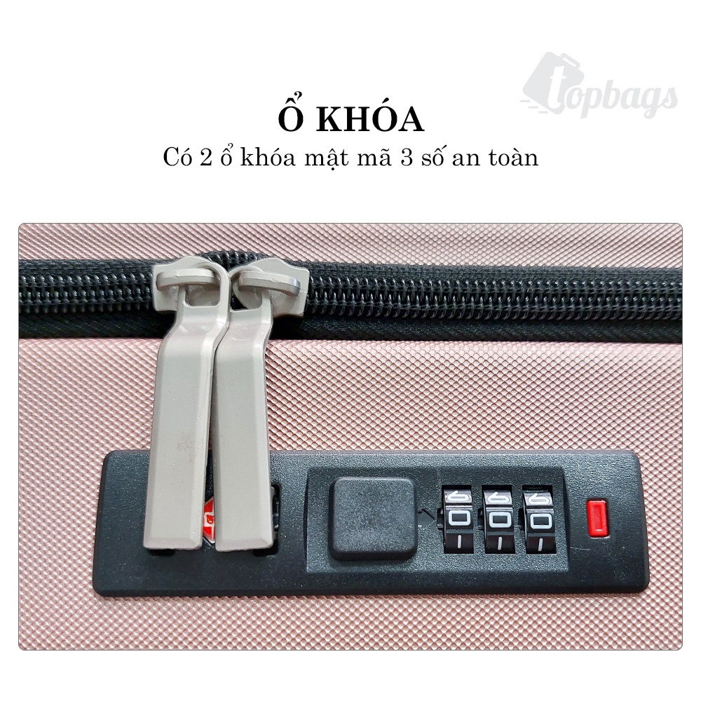 Vali kéo nhựa thời trang size 20” mở nắp phía trước VL037 màu Champagne