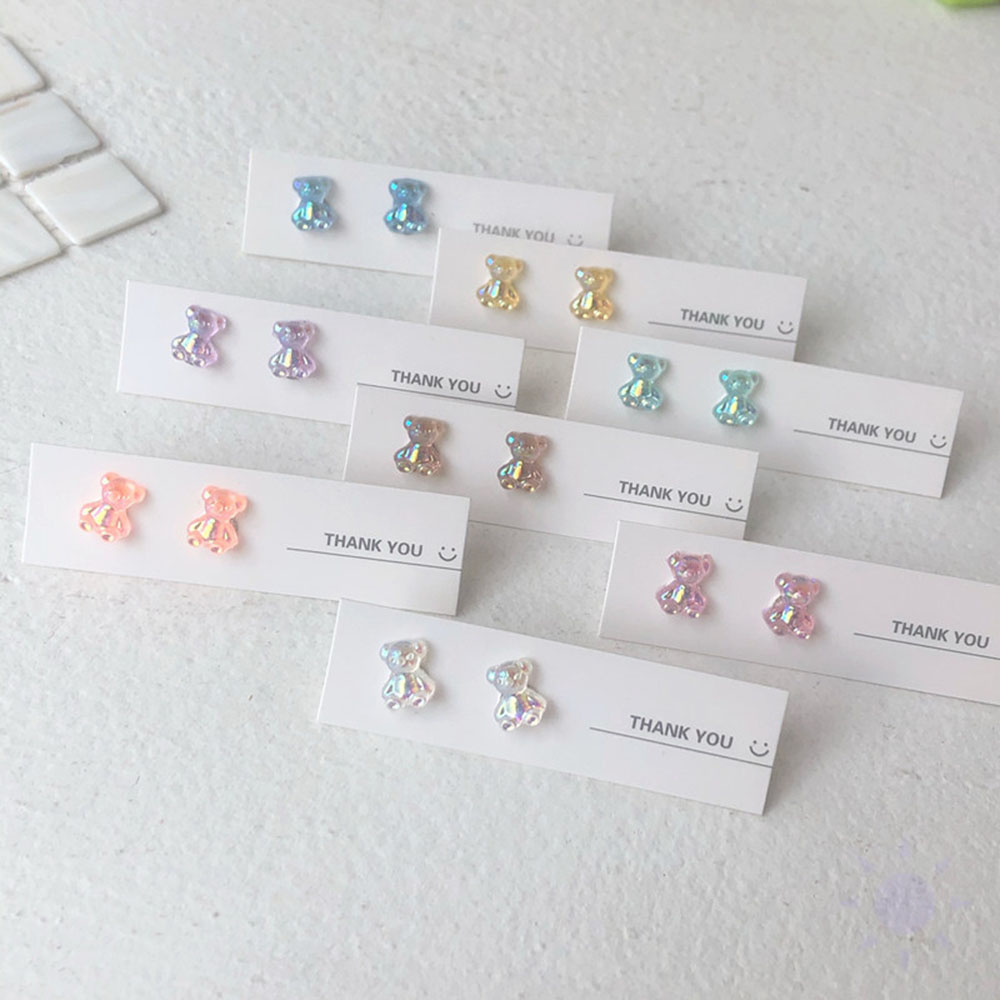 Khuyên tai nhựa resin hình gấu nhiều màu sắc xinh xắn