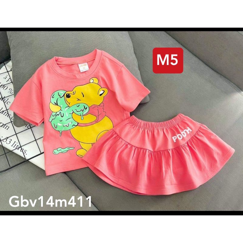[20-40ký]  Set đồ bộ áo + chân váy kèm chip cho bé gái size đại thun cotton co giãn 4 chiều| GBV14