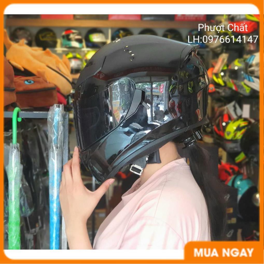 Giá Tận Kho - Nón bảo hiểm Fullface ROC R05 đen bóng lên kính đen siêu ngầu