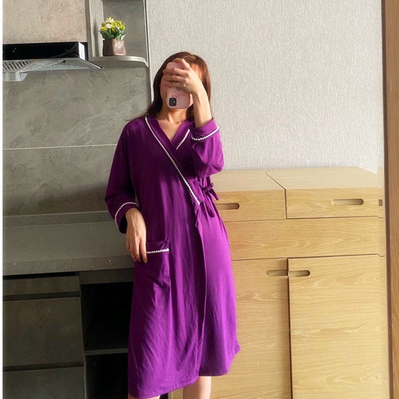 【Sẵn sàng giao hàng】áo choàng tắm áo choàng tắmKimono pyjama phụ nữ mùa đông và thu váy ngủ dài tay Yukat