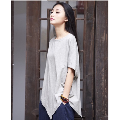 ÁO KIỂU NỮ CÁNH DƠI VẠT XÉO XÁM K07
