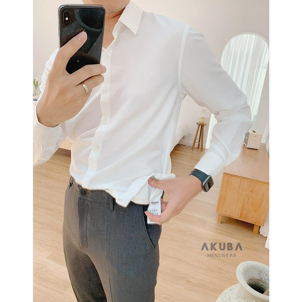 Áo sơ mi nam dài tay áo kiểu hàn quốc công sở đẹp F8888 Màu Đen SMT001